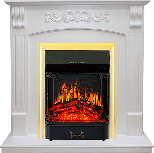 Royal Flame Sorrento с очагом Majestic FX Brass белый дуб_0