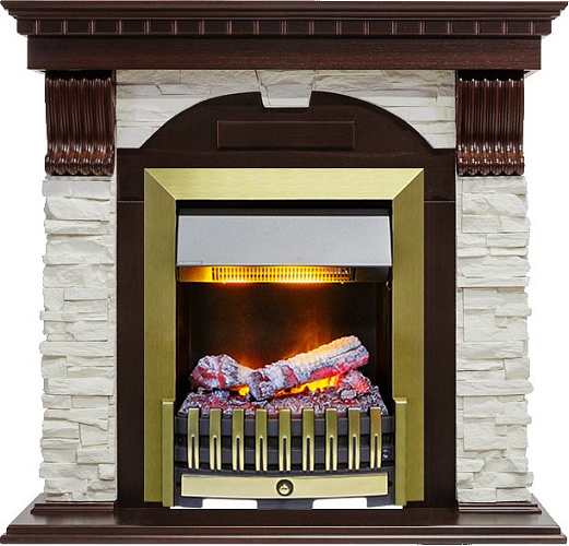 Dimplex Dublin очаг Danville Antique Brass FB2 темный дуб/сланец белый_0