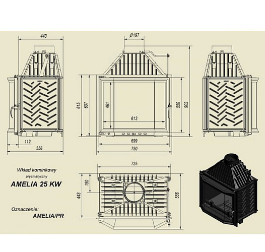 Каминная топка Amelia/PR призматическое стекло_1